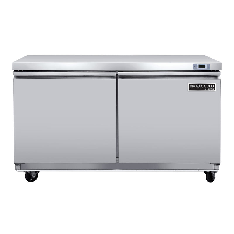 Main Image of Maxx Cold V-Series 2 Door Undercounter Freezer, 48"W, 14.1 cu ft, in Stainless Steel (MVF48UHC)