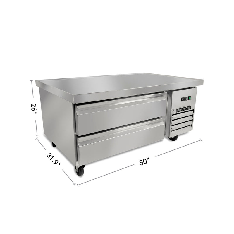 Maxx Cold X-Series Two-Drawer Refrigerated Chef Base, in Stainless Steel