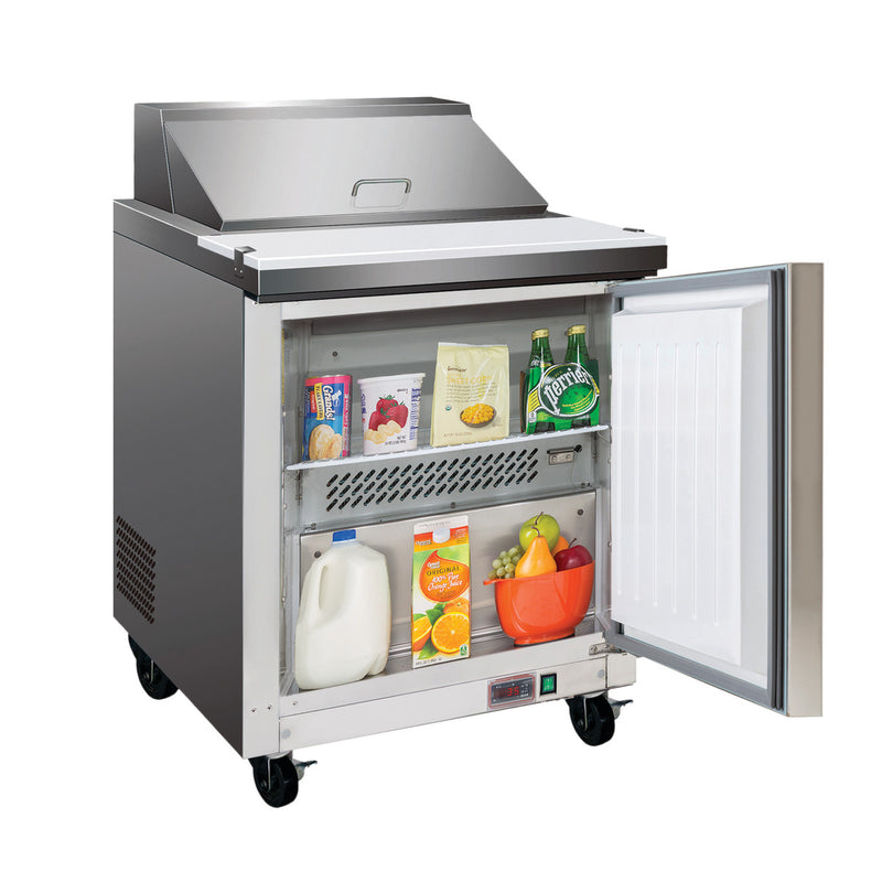 Maxx Cold One-Door Refrigerated Megatop Prep Unit, 7 cu. ft. Storage Capacity, in Stainless Steel