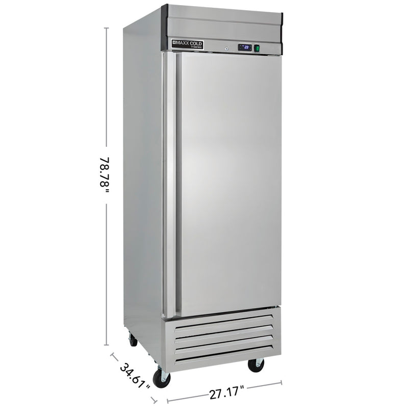 Maxx Cold V-Series 1 Door Reach-In Freezer, Bottom Mount, in Stainless Steel