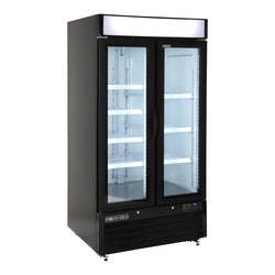 Main Image of Maxx Cold Double Glass Door Narrow Width Merchandise Refrigerator, Swing Style Door, 39.5"W, 36 cu. ft. Storage Capacity, in Black (MXM2-36RBHC)