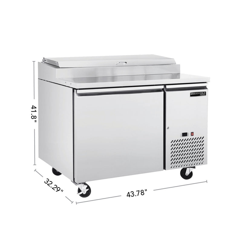 Maxx Cold V-Series 1 Door Refrigerated Pizza Prep Table, in Stainless Steel