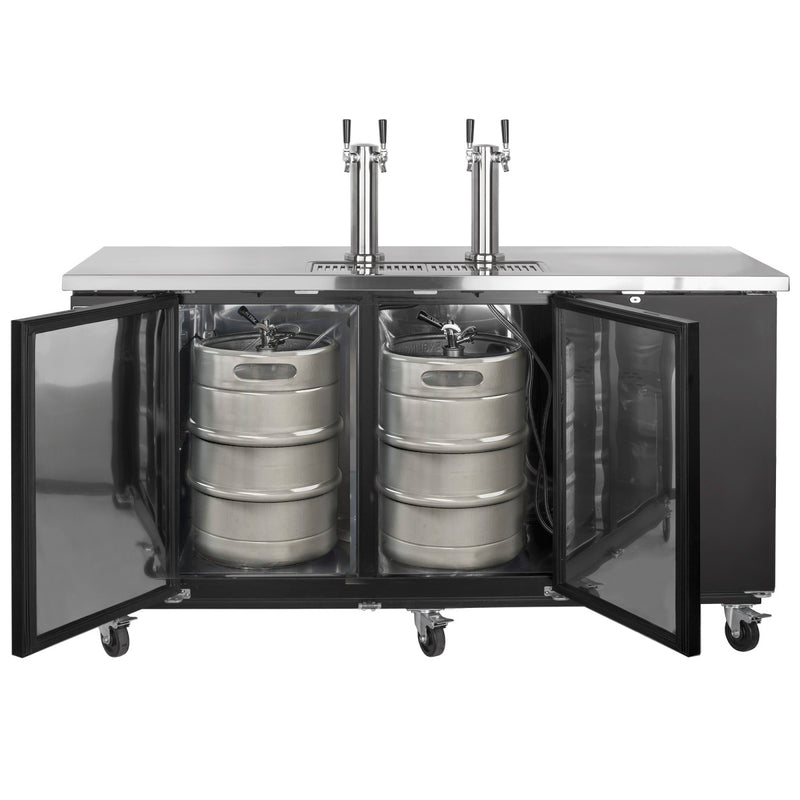 Maxx Cold Dual Tower, 2 Tap Beer Dispenser, 3 Barrels/Kegs (490L), Black/Stainless Steel Top