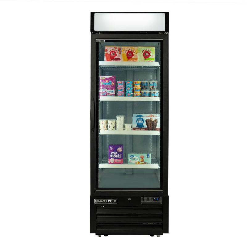 Maxx Cold V-Series Single Glass Door Merchandiser Freezer, in Black