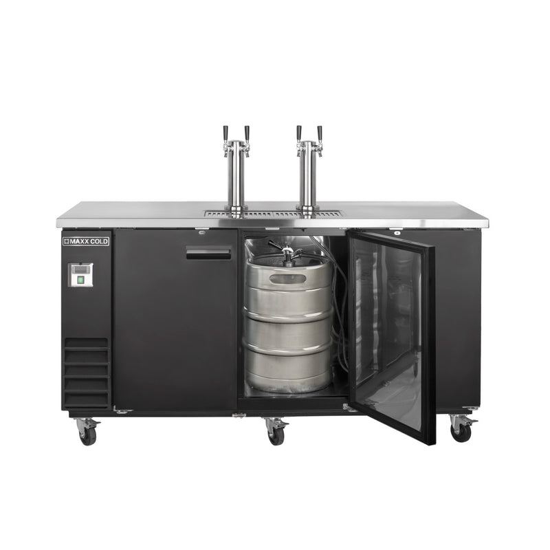 Maxx Cold Dual Tower, 2 Tap Beer Dispenser, 3 Barrels/Kegs (490L), Black/Stainless Steel Top