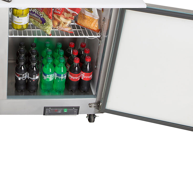 Maxx Cold One-Door Refrigerated Megatop Prep Unit, 7 cu. ft. Storage Capacity, in Stainless Steel