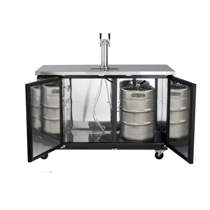 Maxx Cold Single Tower, 2 Tap Beer Dispenser, 2 Barrels/Kegs (402L), Black/Stainless Steel Top