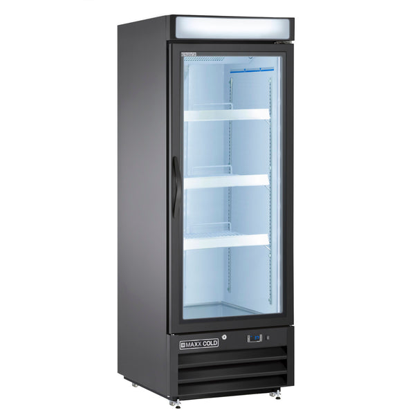 Maxx Cold Single Glass Door Merchandiser Refrigerator, Free Standing, 16 cu. ft., in Black