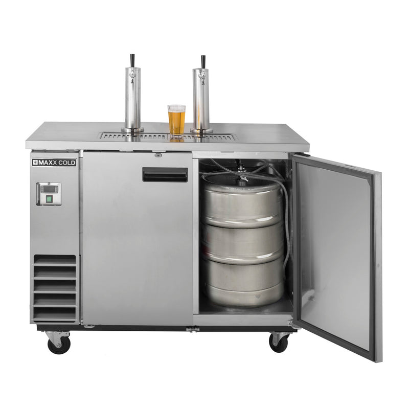Maxx Cold Dual Tower Beer Dispenser, 14.2 cu. ft., 2 Barrels/Kegs (402L), in Stainless Steel