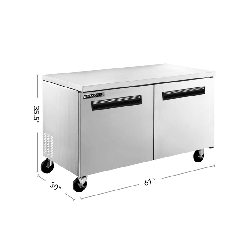 Maxx Cold X-Series Double Door Undercounter Refrigerator, in Stainless Steel