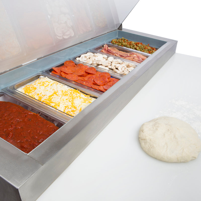 Maxx Cold One-Door Refrigerated Pizza Prep Table, 12 cu. ft. Storage Capacity, in Stainless Steel- Lifestyle