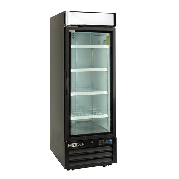 Maxx Cold V-Series Single Glass Door Merchandiser Refrigerator, in Black