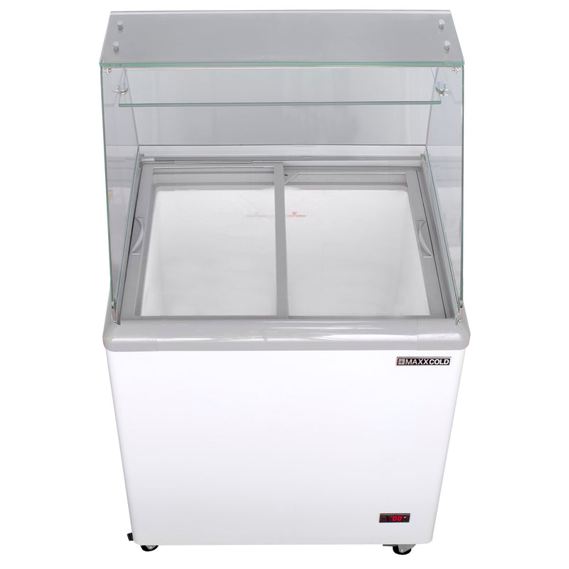 Maxx Cold Curved Glass Ice Cream Dipping Cabinet Freezer, 5.8 cu. ft. Storage Capacity, in White