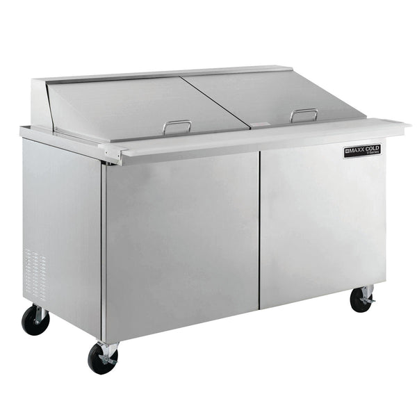 Main Image of Maxx Cold V-Series 2 Door Refrigerated Mega Top Prep Table, 60"W, 16.7 cu ft, in Stainless Steel (MVR60MHC)