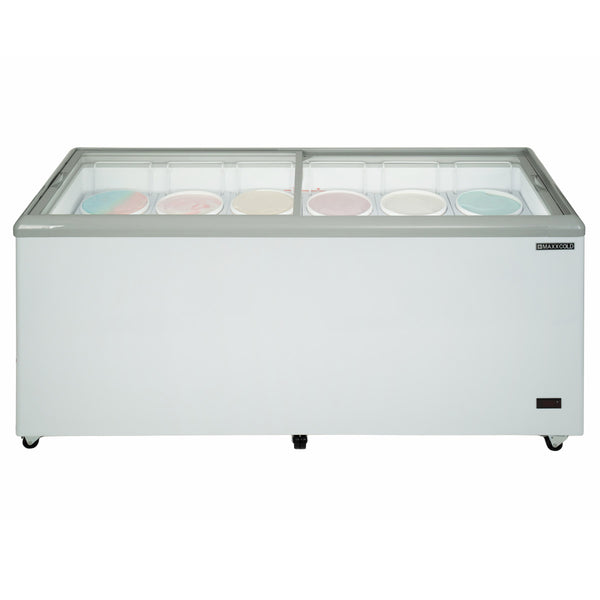 Maxx Cold X-Series Ice Cream Dipping Cabinet Freezer with Curved Glass Sneeze Guard, in White- Lifestyle