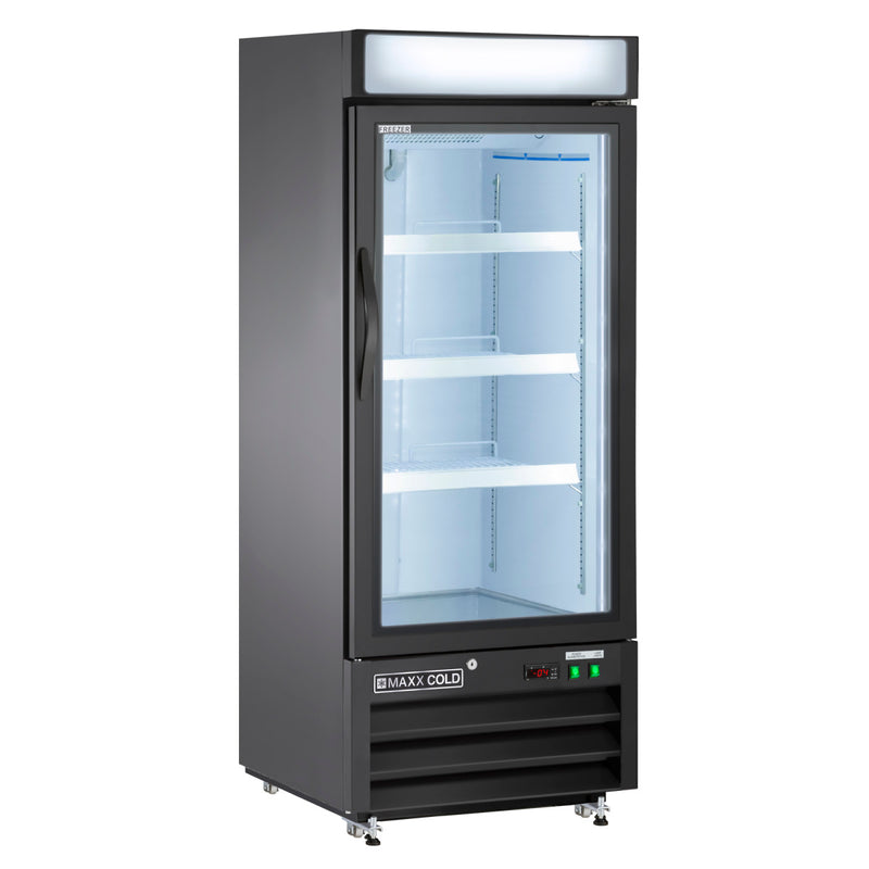 Maxx Cold Single Glass Door Merchandiser Freezer, Free Standing, 12 cu. ft., in Black