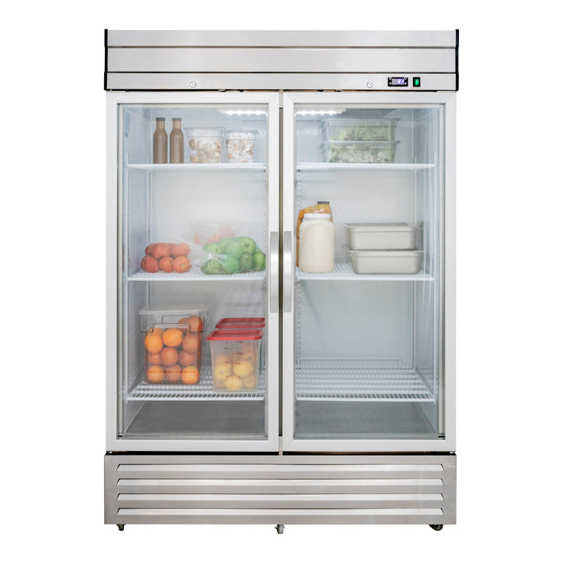 Maxx Cold V-Series 2 Glass Door Reach-In Refrigerator, Bottom Mount, in Stainless Steel