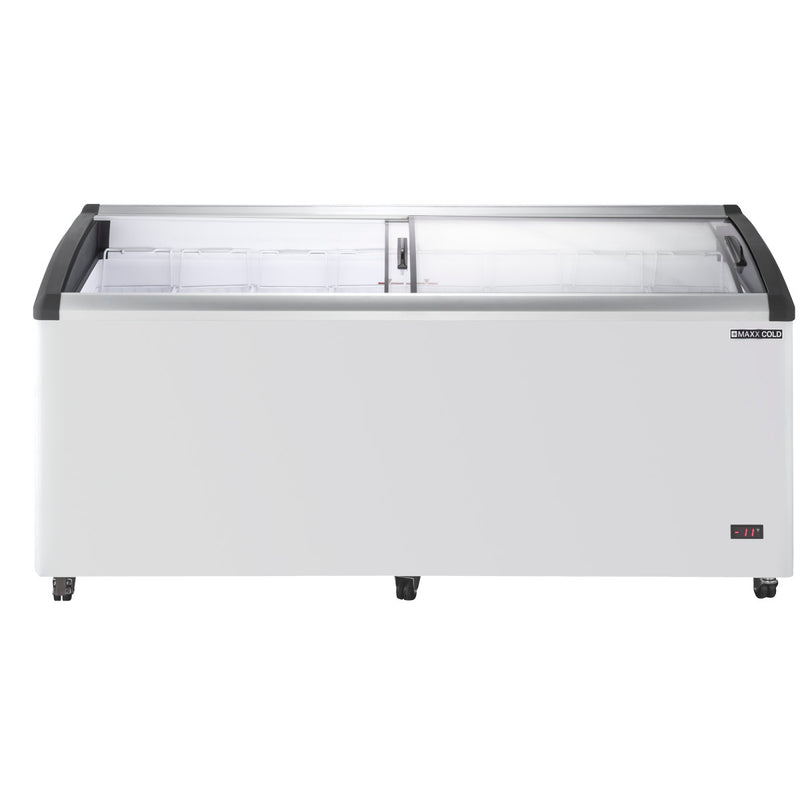Maxx Cold Curved Glass Top Chest Freezer Display, 14.30 cu. ft. Storage Capacity, in White