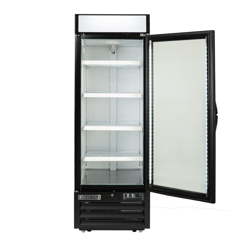 Open Image of Maxx Cold Single Glass Door Merchandiser Freezer, 27", 23 cu. ft. Capacity, in Black (MXM1-23FBHC)