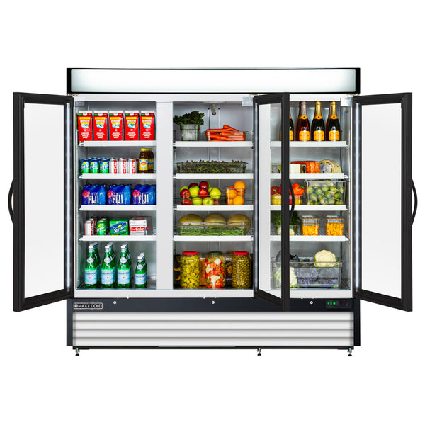 Maxx Cold Triple Glass Door Merchandiser Refrigerator, Free Standing, 72 cu. ft., in White