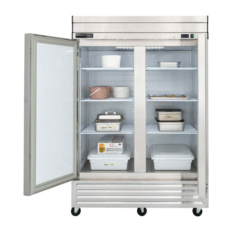 Maxx Cold V-Series 2 Door Reach-In Freezer, Bottom Mount, in Stainless Steel