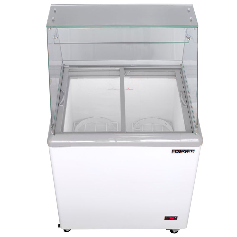 Maxx Cold Curved Glass Ice Cream Dipping Cabinet Freezer, 5.8 cu. ft. Storage Capacity, in White