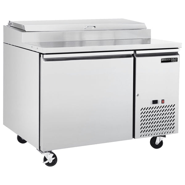 Main Image of Maxx Cold V-Series 1 Door Refrigerated Pizza Prep Table, 50"W, 11 cu ft, in Stainless Steel (MVPP50HC)