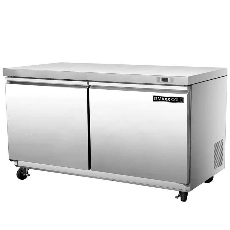Maxx Cold Double Door Undercounter Freezer, 14.1 cu. ft. Storage Capacity, in Stainless Steel