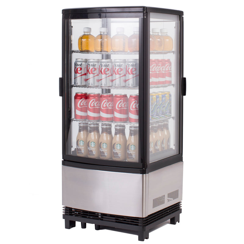 Maxx Cold 4-Sided Glass 2-Dr P/T Merchandiser Refrigerator, Countertop/Floor, Black/Stainless Steel- Lifestyle