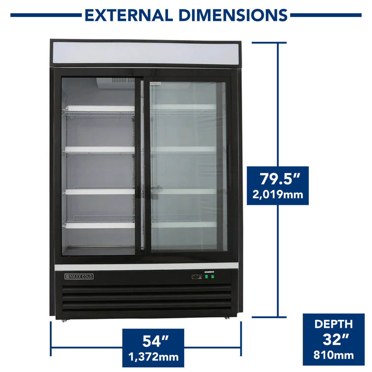 【ペトロMAX様】 Maxx Cold Double Glass Door Merchandiser Refrigerator, Sliding