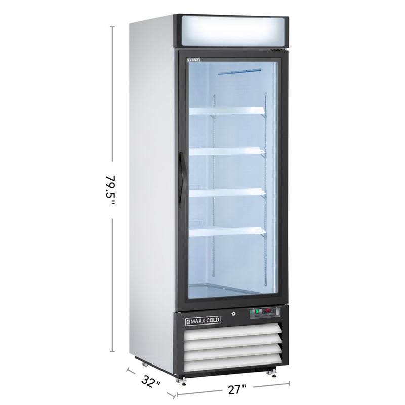 Maxx Cold Single Glass Door Merchandiser Freezer, 23 cu. ft. Storage Capacity, in White