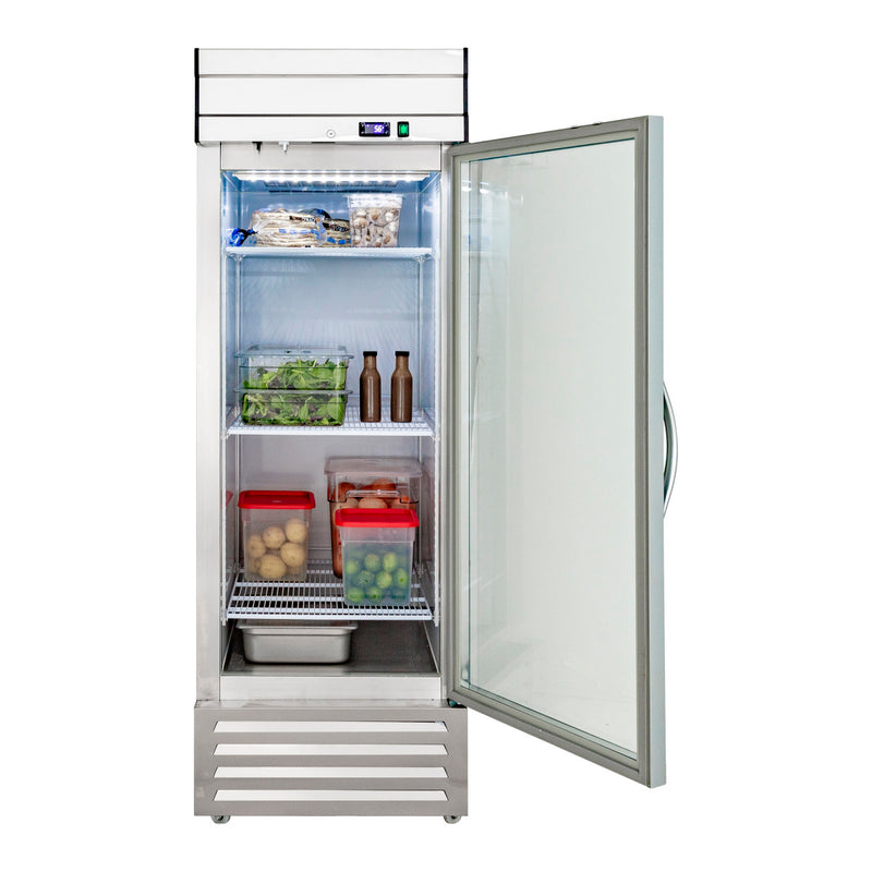 Maxx Cold V-Series 1 Glass Door Reach-In Refrigerator, Bottom Mount, in Stainless Steel