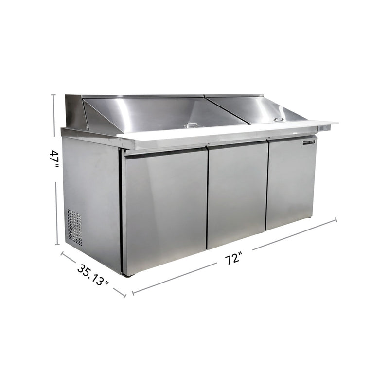 Maxx Cold V-Series 3 Door Refrigerated Mega Top Prep Table, in Stainless Steel