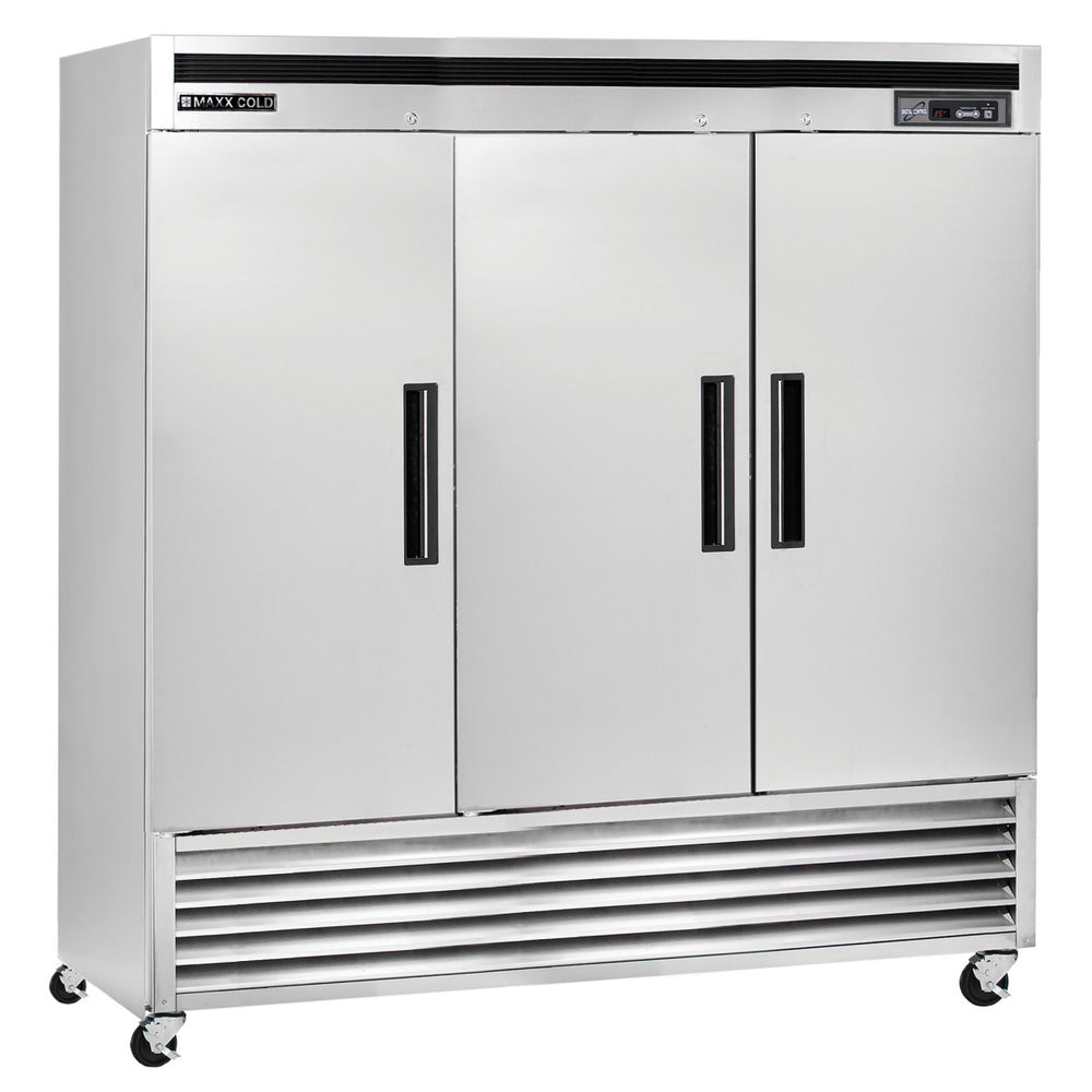 Maxx Cold Triple Door Reach-In Refrigerator, Bottom Mount, 72 cu. ft., Energy Star, Stainless Steel