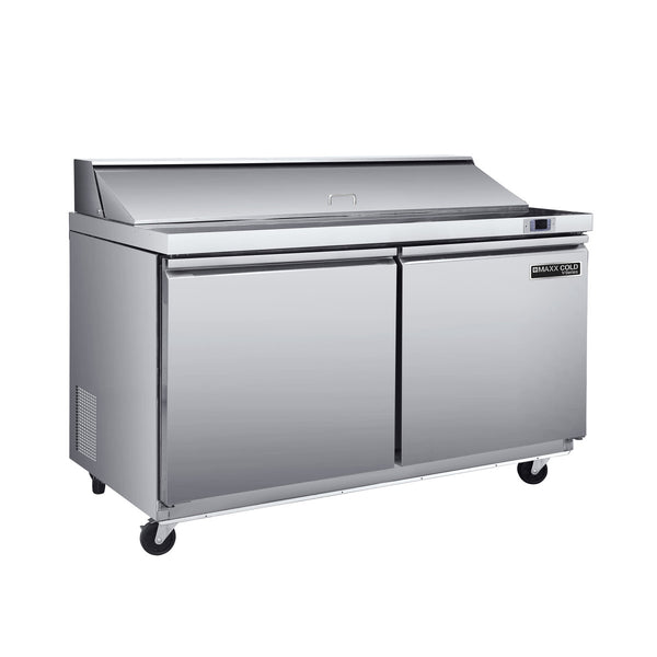 Main Image of Maxx Cold V-Series 2 Door Refrigerated Mega Top Prep Table, 48"W, 12.8 cu ft, in Stainless Steel (MVR48MHC)
