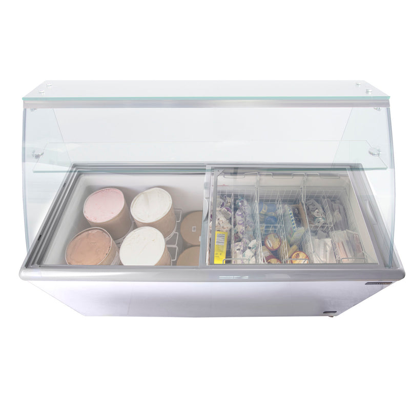 Maxx Cold Curved Glass Ice Cream Dipping Cabinet Freezer, 20 cu. ft. Storage Capacity, in White