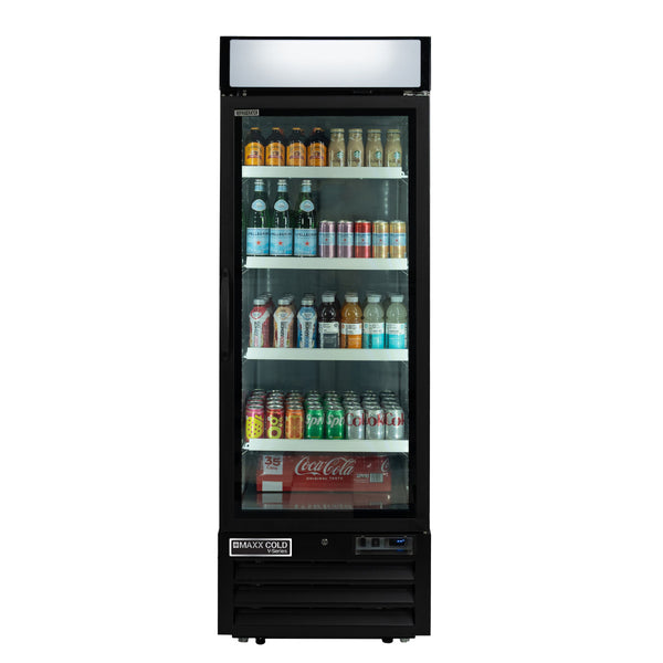 Maxx Cold V-Series Single Glass Door Merchandiser Refrigerator, in Black