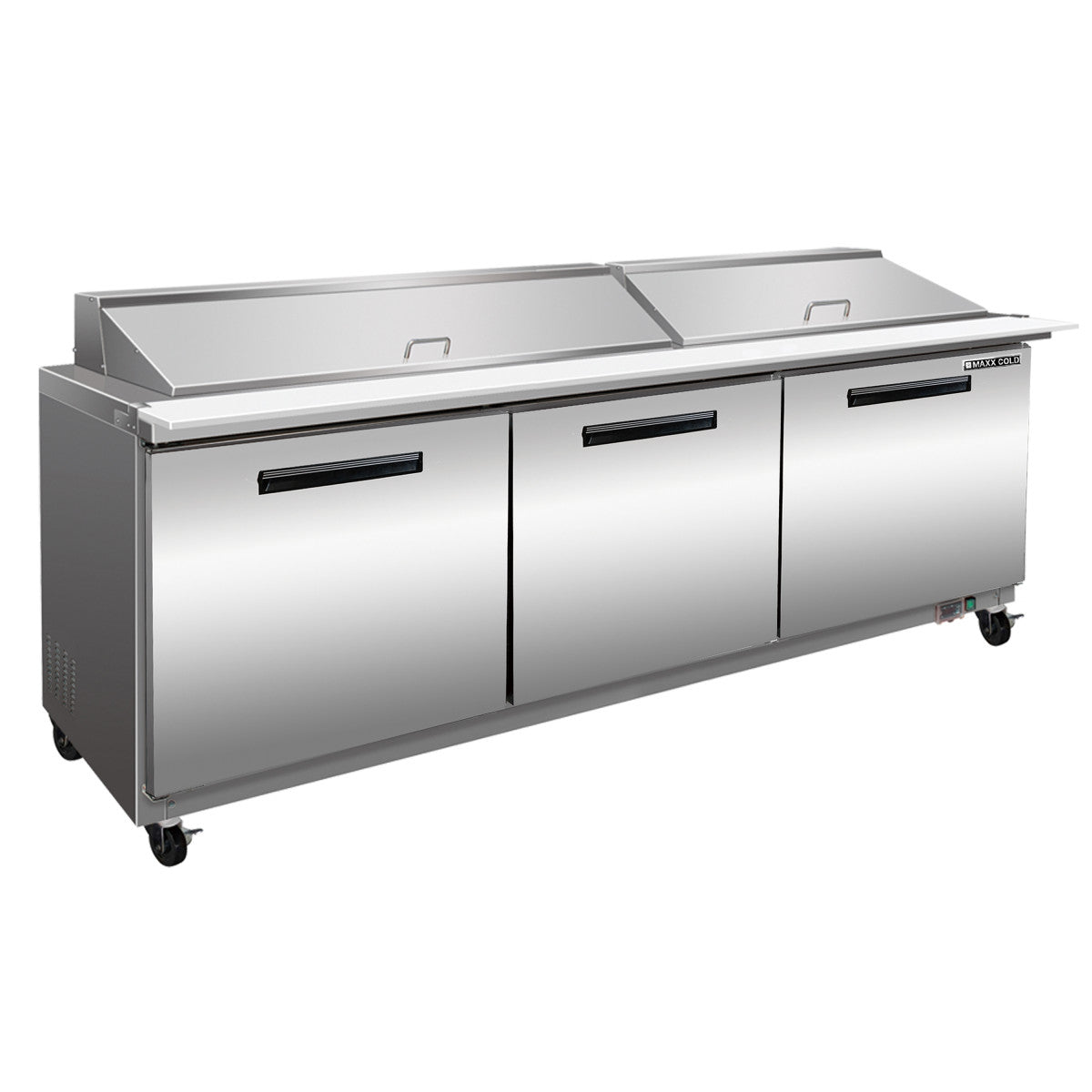 Maxx Cold X-Series Three-Door Refrigerated Mega Top Prep Table, 72