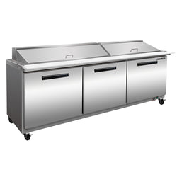 Maxx Cold Three-Door Refrigerated Megatop Prep Unit, 18 cu. ft. Storage Capacity, in Stainless Steel