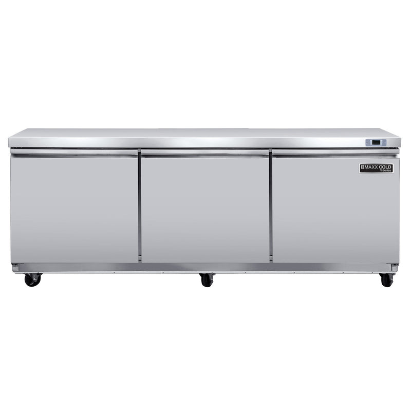 Main Image of Maxx Cold V-Series 3 Door Undercounter Refrigerator, 72"W, 21.8 cu ft, in Stainless Steel (MVR72UHC)