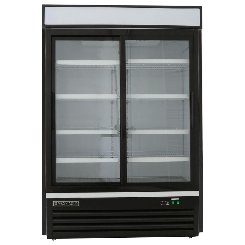 Main Image of Maxx Cold Double Glass Door Merchandiser Refrigerator, Sliding Door, 54"W, 48 cu. ft. Storage Capacity, in Black (MXM2-48RSBHC)