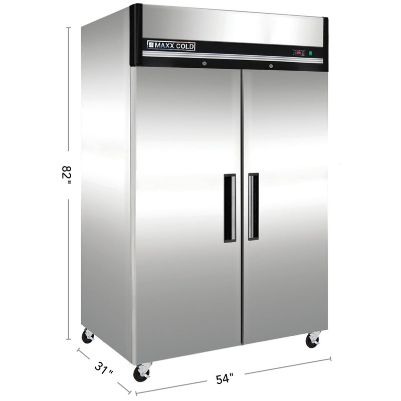 Maxx Cold Double Door Reach-In Refrigerator, Top Mount, in Stainless Steel