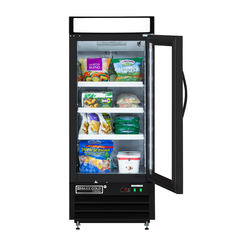 Maxx Cold V-Series Single Glass Door Merchandiser Freezer, in Black