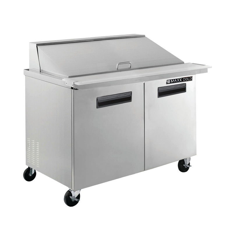 Maxx Cold Two-Door Refrigerated Megatop Prep Unit, 12 cu. ft. Storage Capacity, in Stainless Steel