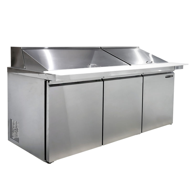 Main Image of Maxx Cold V-Series 3 Door Refrigerated Mega Top Prep Table, 72"W, 19.6 cu ft, in Stainless Steel (MVR72MHC)