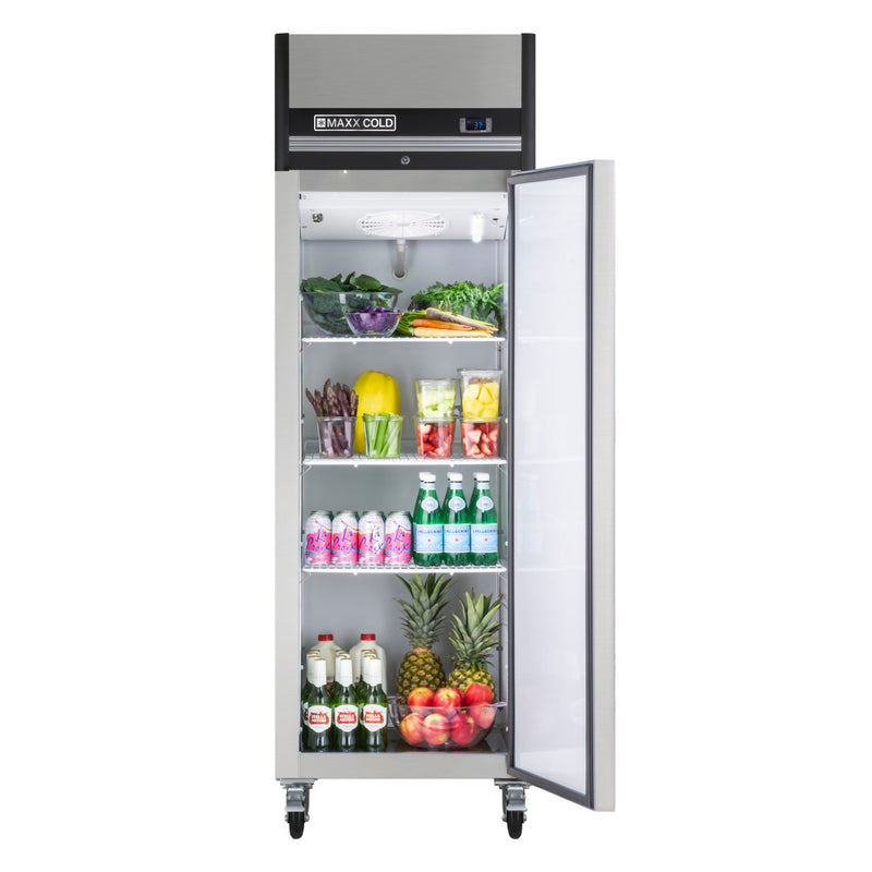 Maxx Cold Single Door Reach-In Refrigerator, Top Mount, 19 cu. ft. Storage Capacity, Stainless Steel