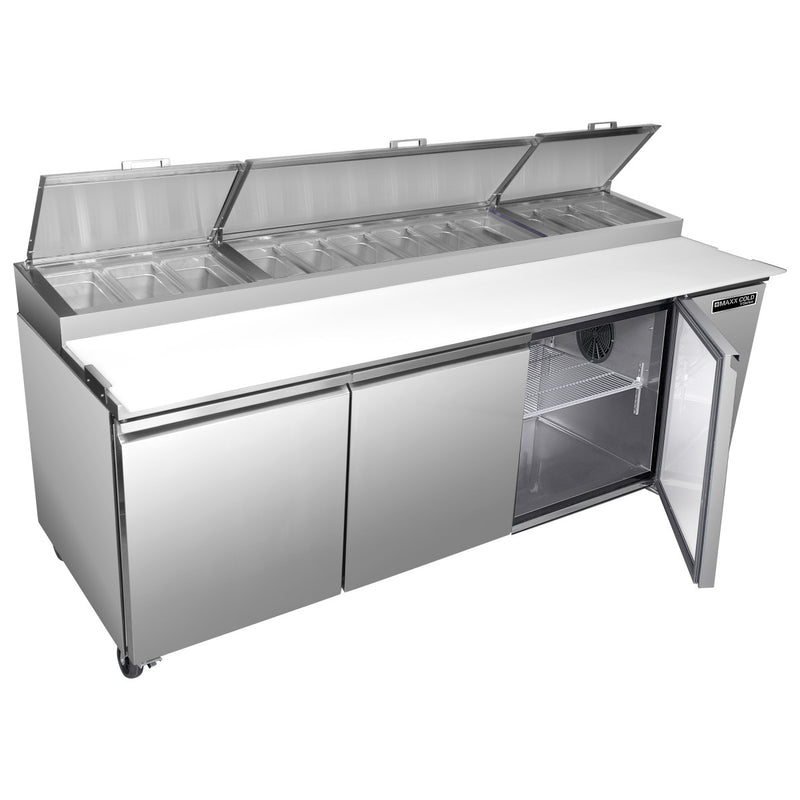 Maxx Cold V-Series 3 Door Refrigerated Pizza Prep Table, in Stainless Steel