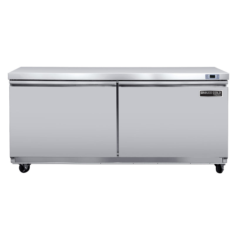 Main Image of Maxx Cold V-Series 2 Door Undercounter Refrigerator, 60"W, 18.5 cu ft, in Stainless Steel (MVR60UHC)