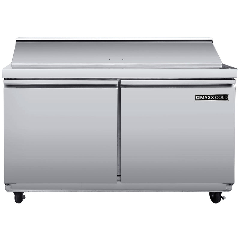 Maxx Cold Two-Door Refrigerated Sandwich and Salad Prep Station, 13.77 cu. ft., in Stainless Steel