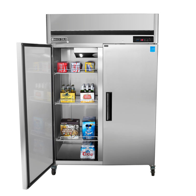 Maxx Cold Double Door Reach-In Refrigerator, Top Mount, 49 cu. ft., Energy Star, Stainless Steel